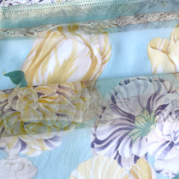 Vintage Gucci Floral Silk Chiffon Oversized Shawl Scarf - Picture 8 of 15